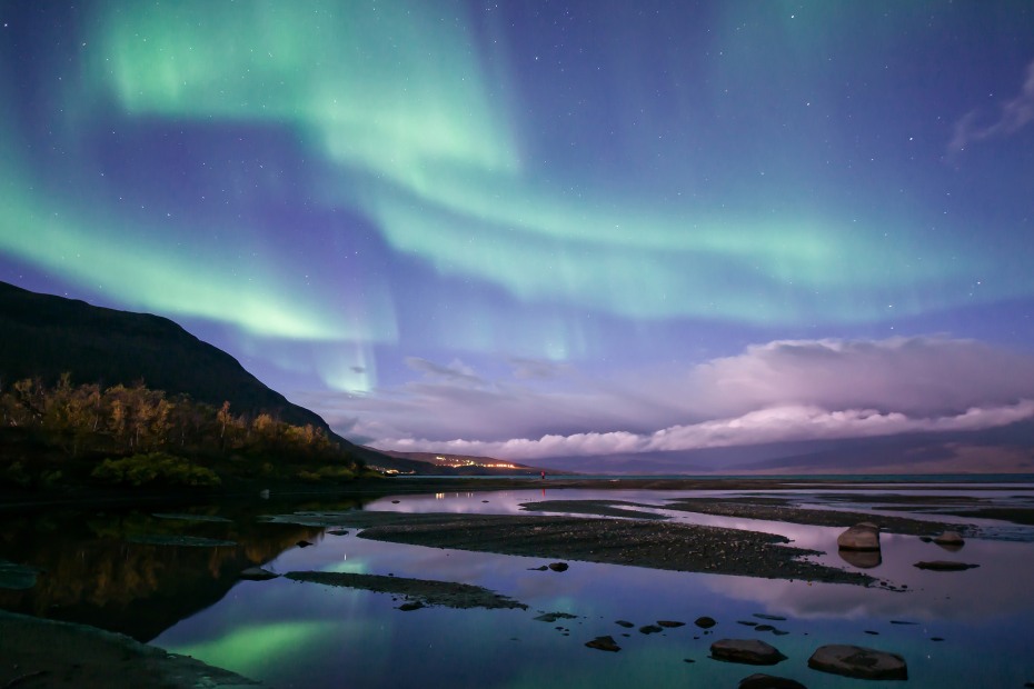 Northern lights dance over Abisko National Park in Sweden.